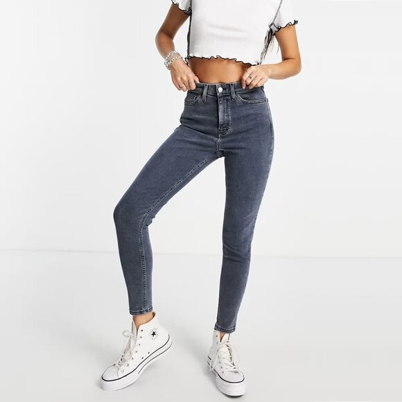 2/$30 Topshop Jamie Jeans High Rise Skinny Smoked Gray W26 #9315 - Picture 1 of 11